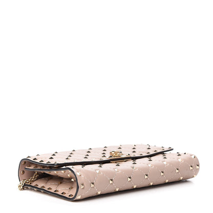 Valentino Garavani Lambskin Rockstud Spike Wallet on Chain Poudre 4 of 8