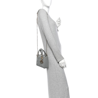 Christian Dior Patent Cannage Mini Lady Dior Grey Stone 2 of 10