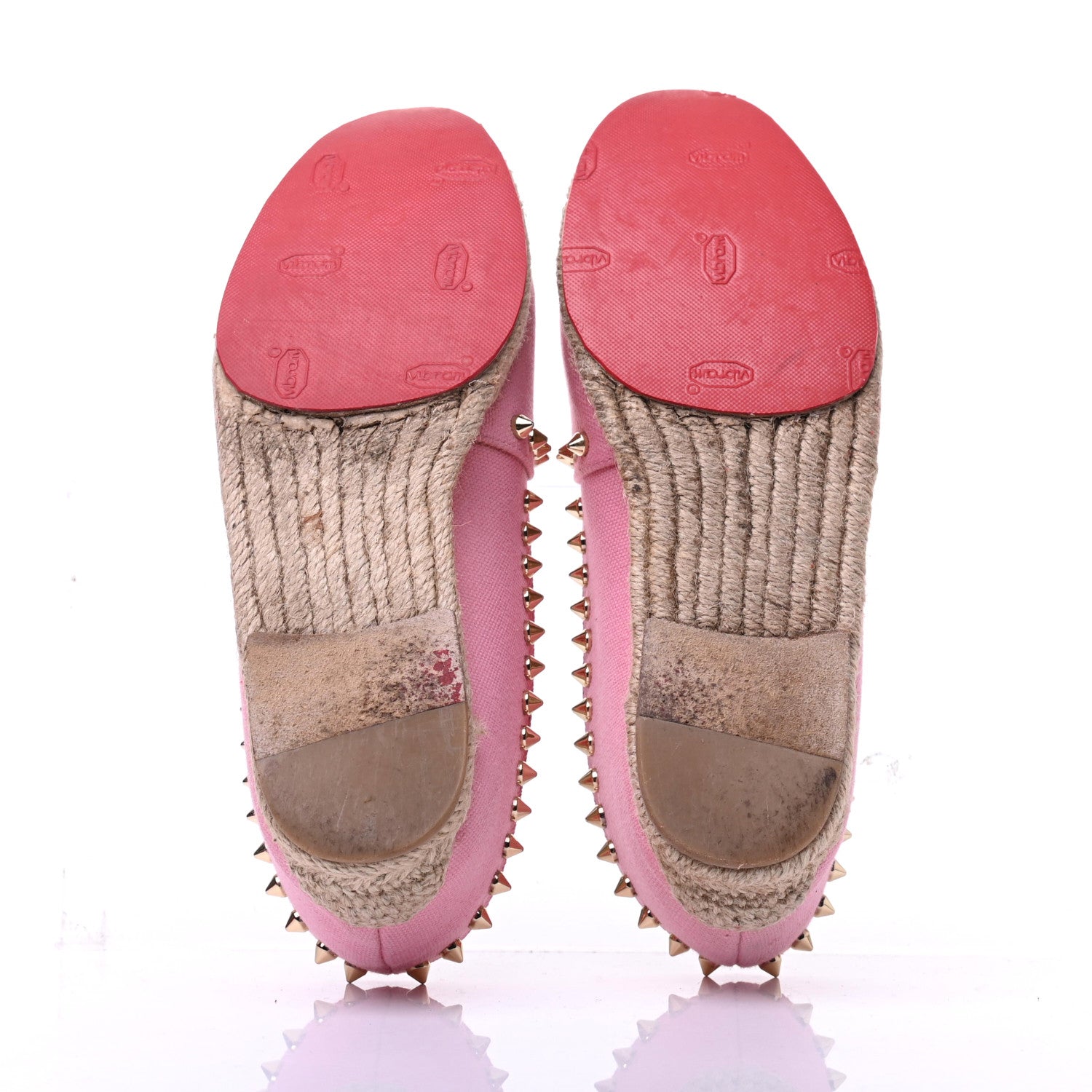 Christian Louboutin Canvas Ares Spikes Flat Espadrilles 36 Rose 5 of 6