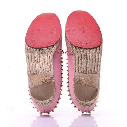 Christian Louboutin Canvas Ares Spikes Flat Espadrilles 36 Rose 5 of 6
