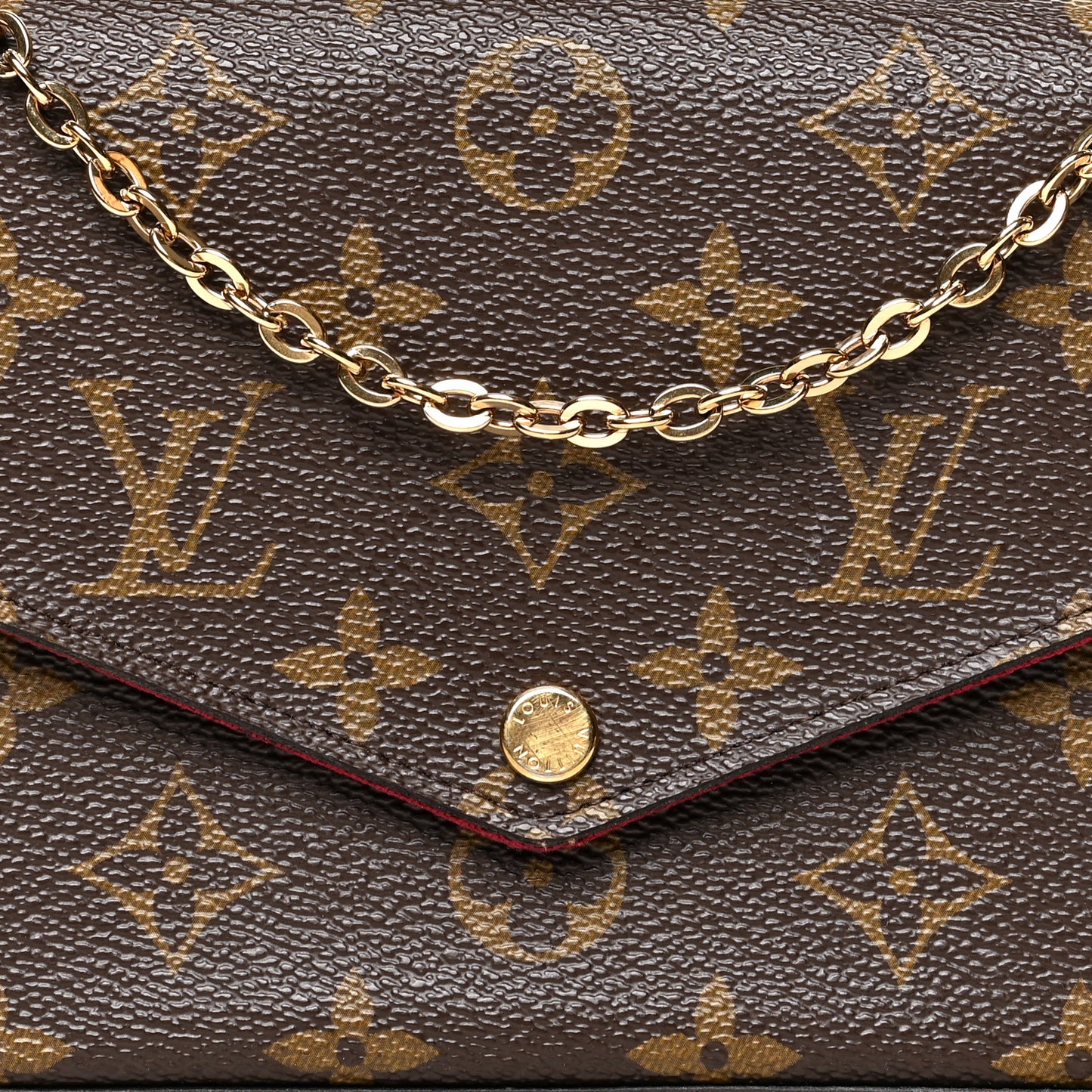 Monogram Pochette Felicie Chain Wallet Fuchsia