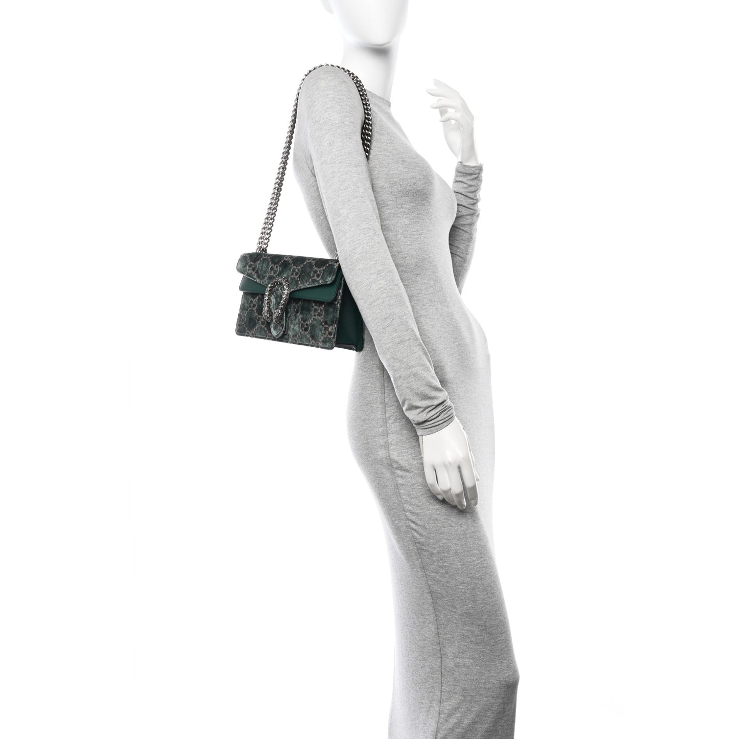 Velvet Moon Calfskin Crystal GG Monogram Small Dionysus Shoulder Bag Avio Dusty Pink Black Diamond