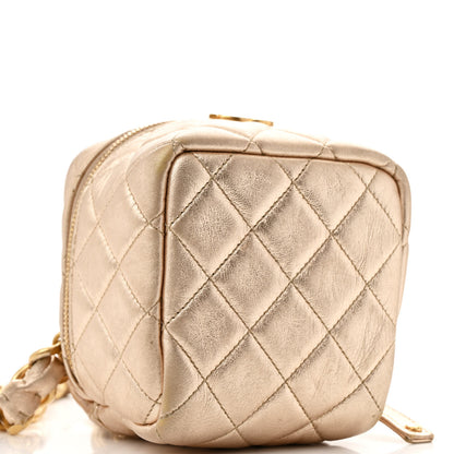 Chanel Metallic Lambskin Quilted Cube Chain Wristlet Case Gold 4 of 13