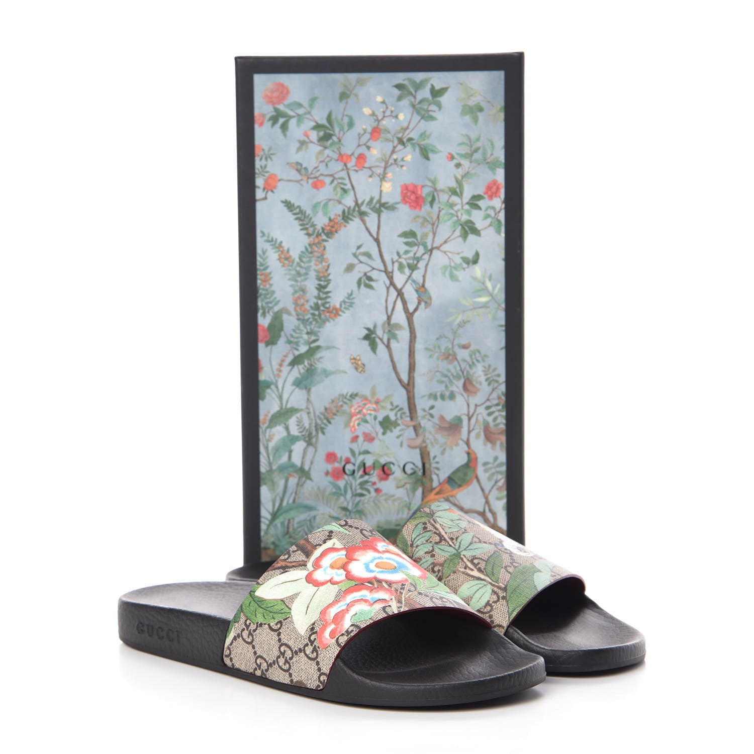 Gucci GG Supreme Monogram Tian Womens Slide Sandals 41 Beige Multicolor 9 of 9