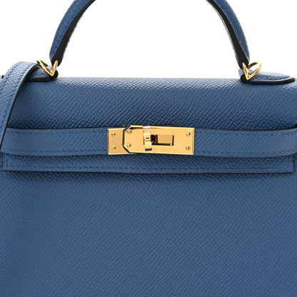 Hermes Epsom Mini Kelly Sellier 20 Bleu Agate 9 of 12