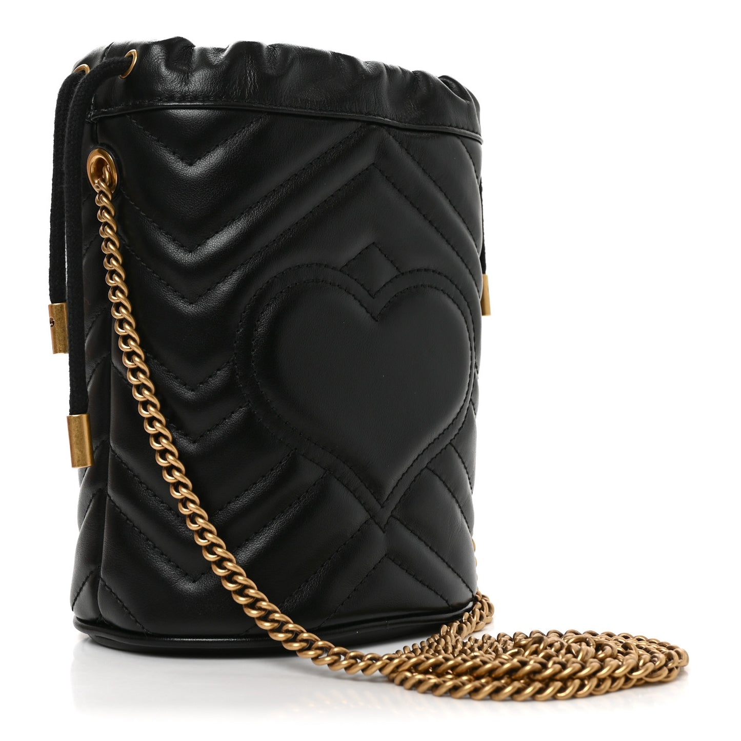 Calfskin Matelasse Mini GG Marmont 2.0 Bucket Bag Black