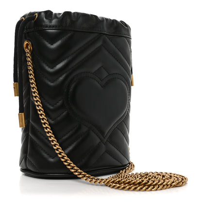 Gucci Calfskin Matelasse Mini GG Marmont 2.0 Bucket Bag Black 3 of 11