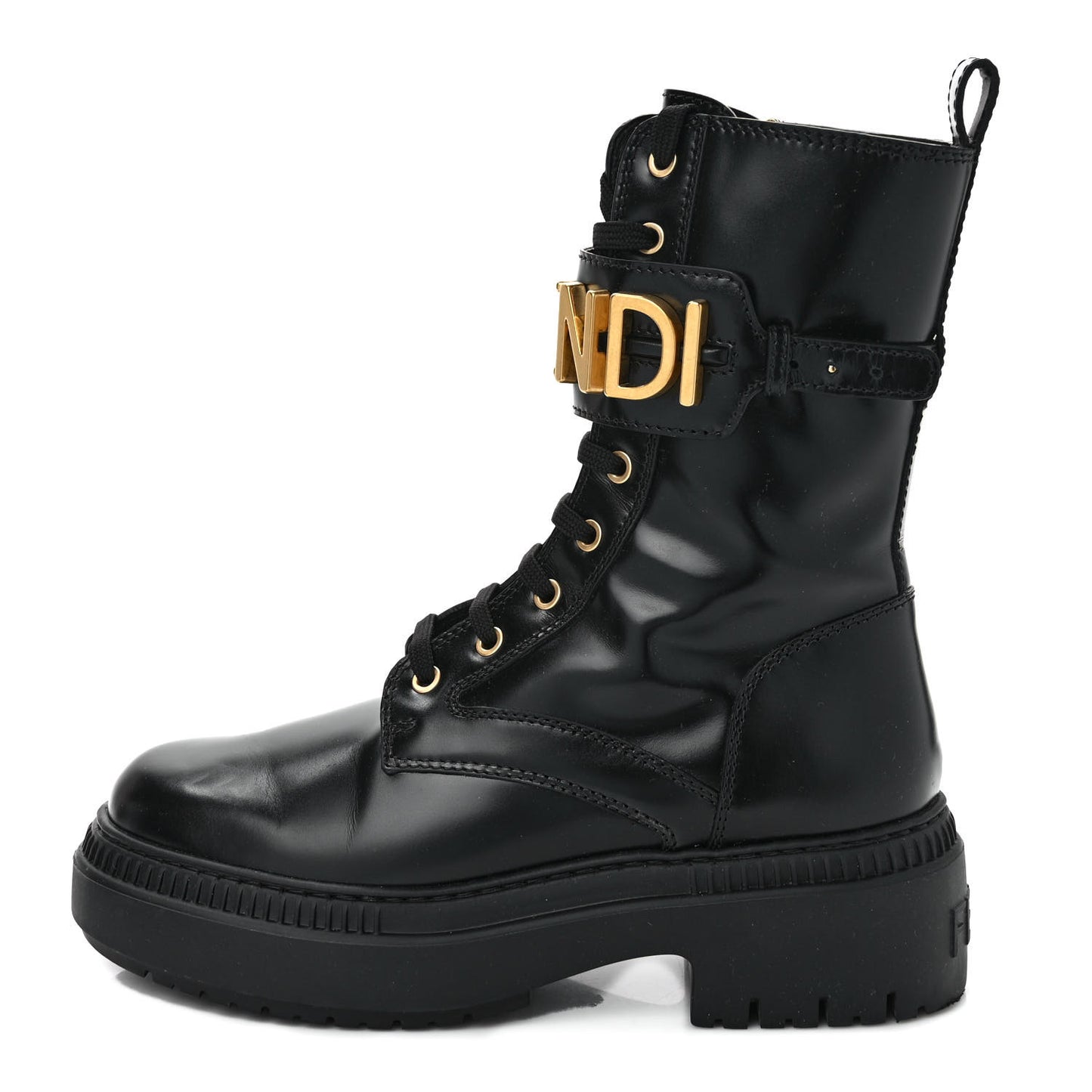 Vitello Abrasivato Fendigraphy 50mm Biker Boots 39 Black