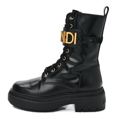 Fendi Vitello Abrasivato Fendigraphy 50mm Biker Boots 39 Black 1 of 10