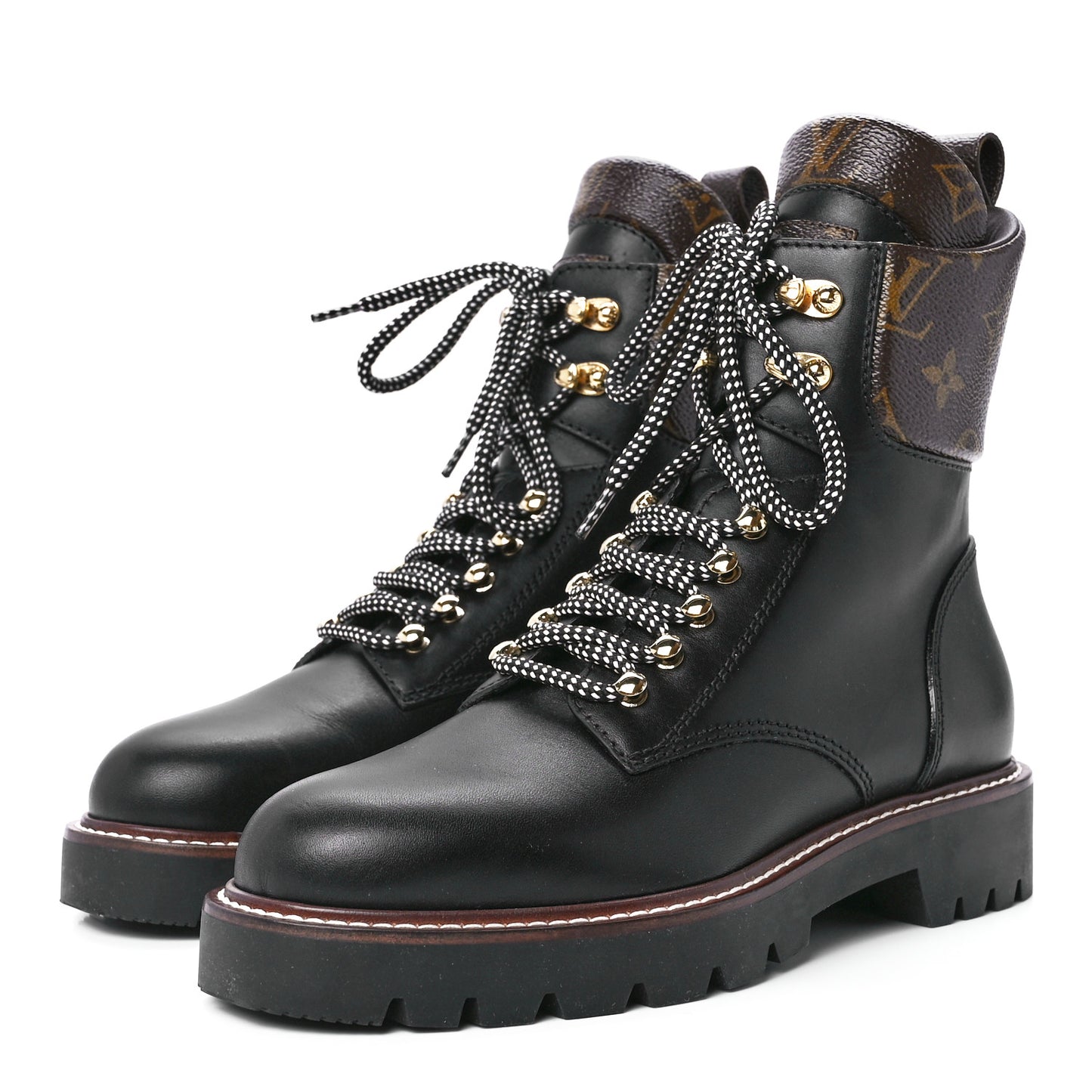 Calfskin Monogram Territory Flat Ranger Boots 37.5 Black