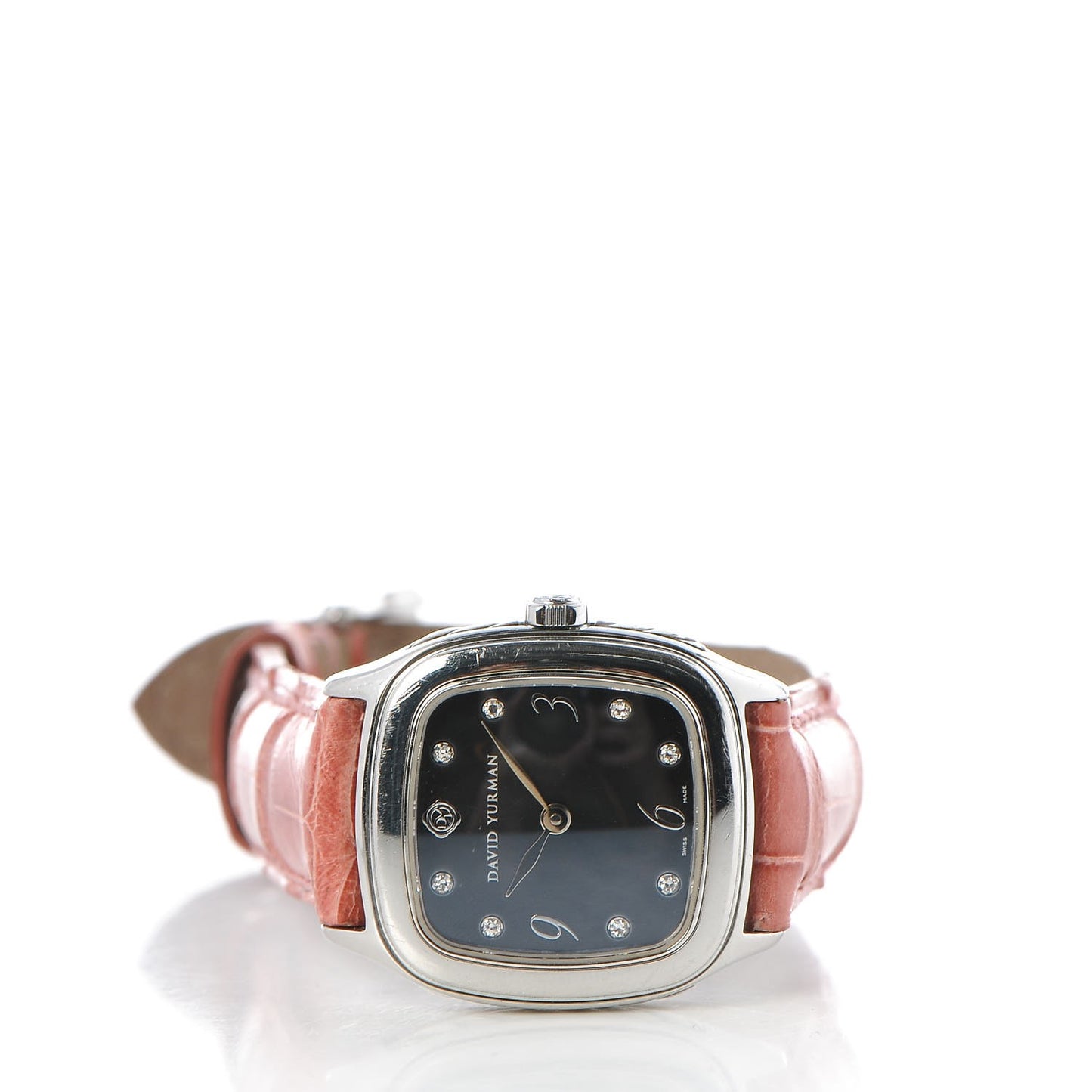Stainless Steel Alligator Diamond Black Mother of Pearl 25mm Thoroughbred Quartz Watch