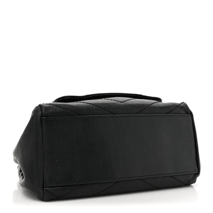 Saint Laurent Pebbled Lambskin Chevron Monogram Small Nolita Black 4 of 17