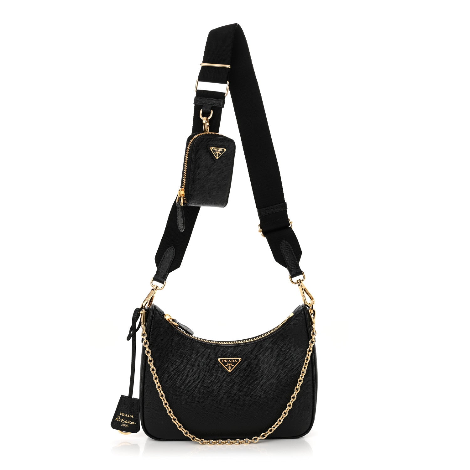 Prada Saffiano Lux Re-Edition 2005 Shoulder Bag Black 1 of 11