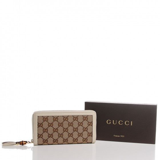 Monogram Bamboo Tassel Zip Around Wallet Off White