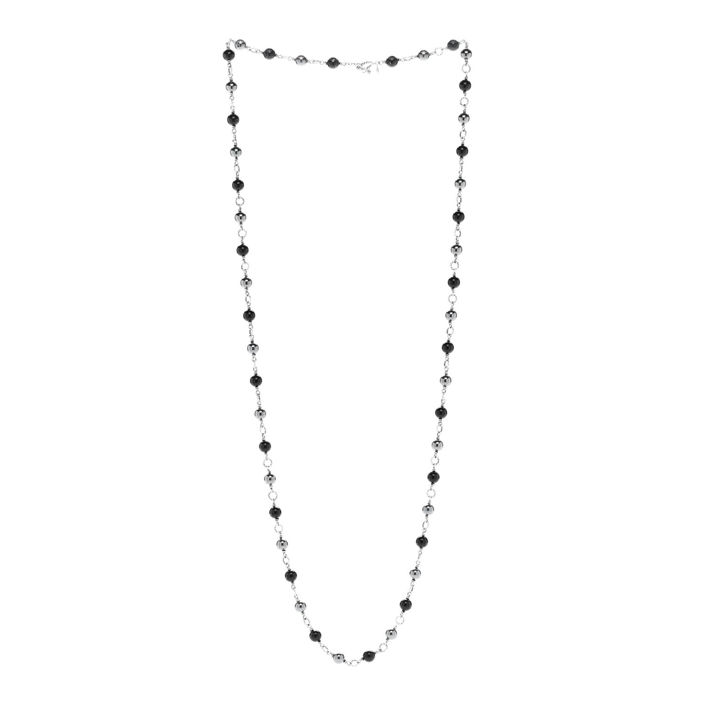 Sterling Silver Black Onyx Hematite Bijoux Necklace