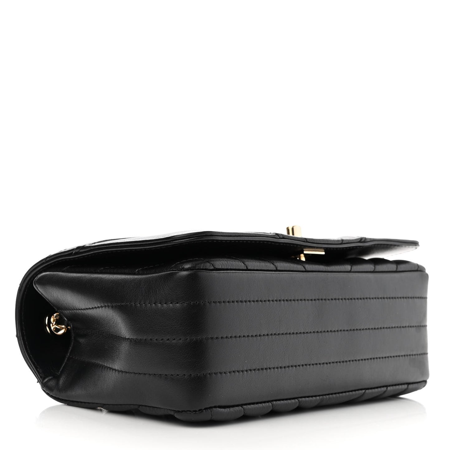 Calfskin Chevron Quilted Mini Statement Flap Black