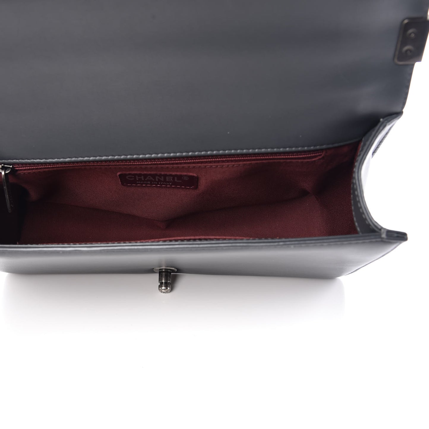 Calfskin Chevron Quilted New Medium Boy Flap Dark Grey