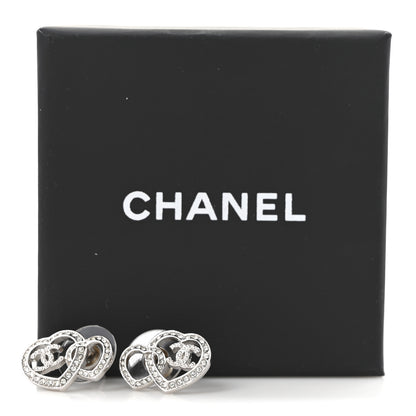 Chanel Crystal CC Heart Earrings Silver 5 of 5