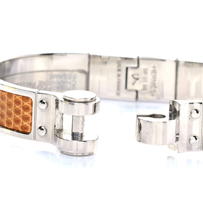 Hermes Lizard Charniere Cuir Narrow Hinged Bracelet Sesame 5 of 5