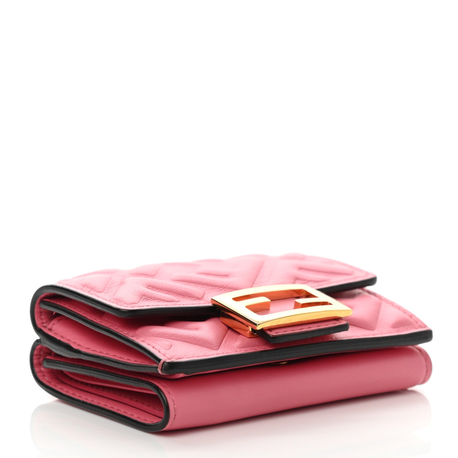 Fendi Nappa FF Diagonal Embossed Micro Tri-Fold Wallet Pink 4 of 9