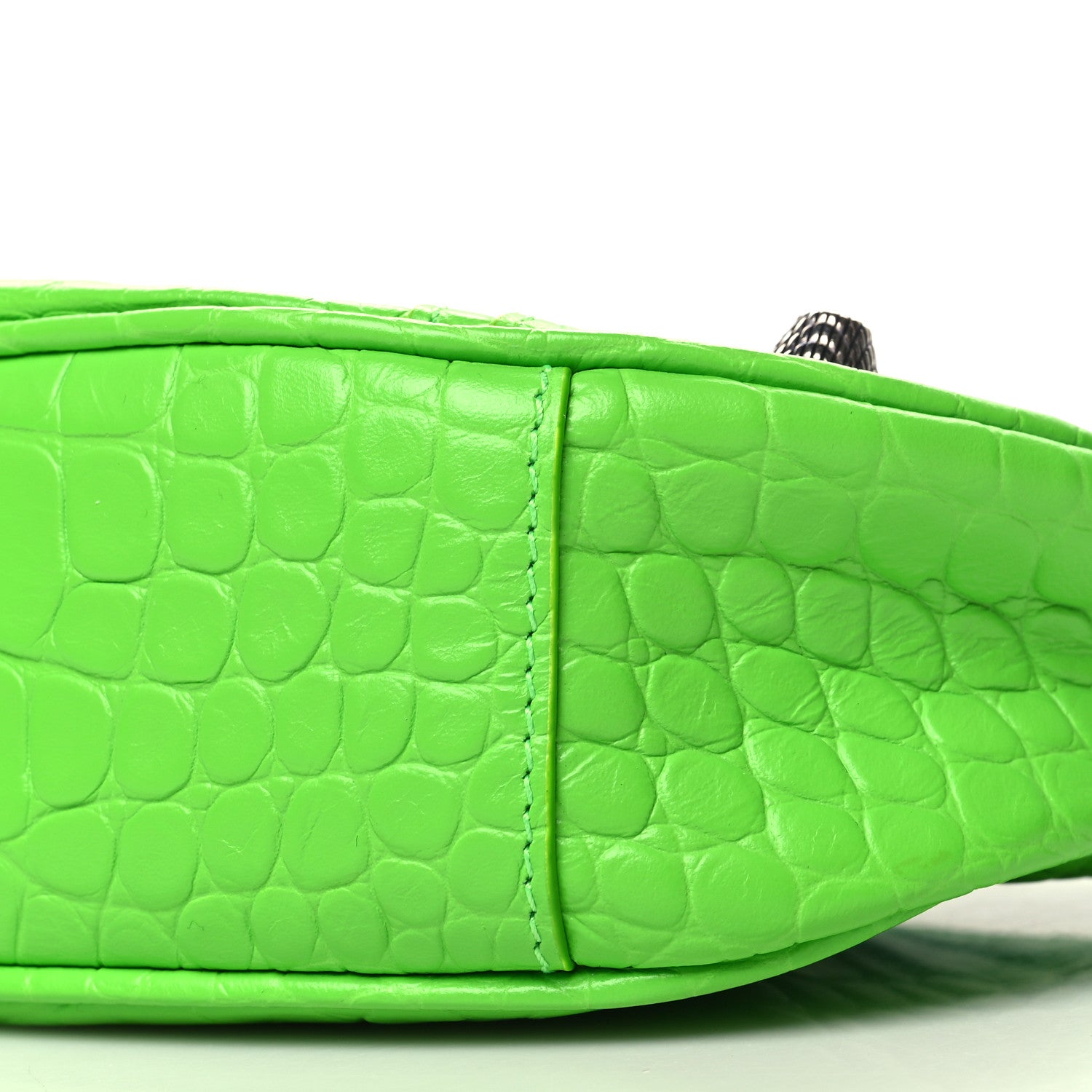 Balenciaga Extra Supple Calfskin Crocodile Embossed Le Cagole Shoulder Bag XS Acid Green 14 of 14