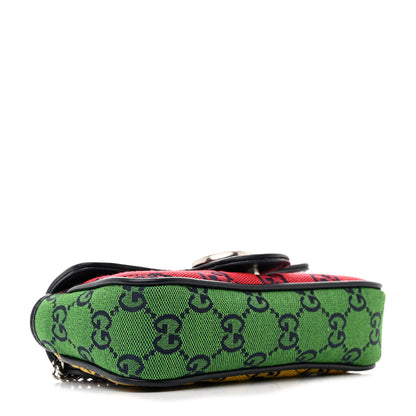 Gucci Monogram Multicolor Matelasse Diagonal Super Mini GG Marmont Shoulder Bag Pink Blue Red Yellow Green 4 of 10