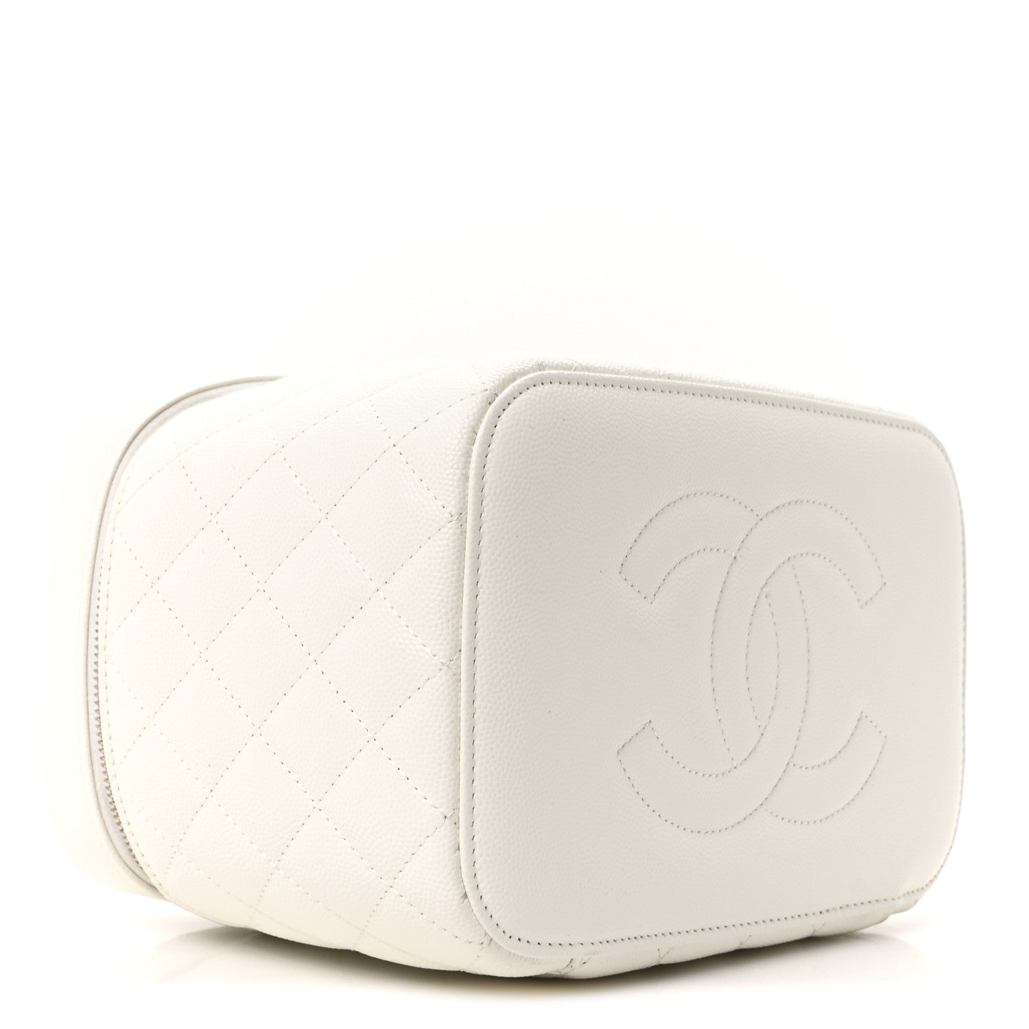 Chanel Caviar Quilted Large Vanity Pouch White 4 of 10