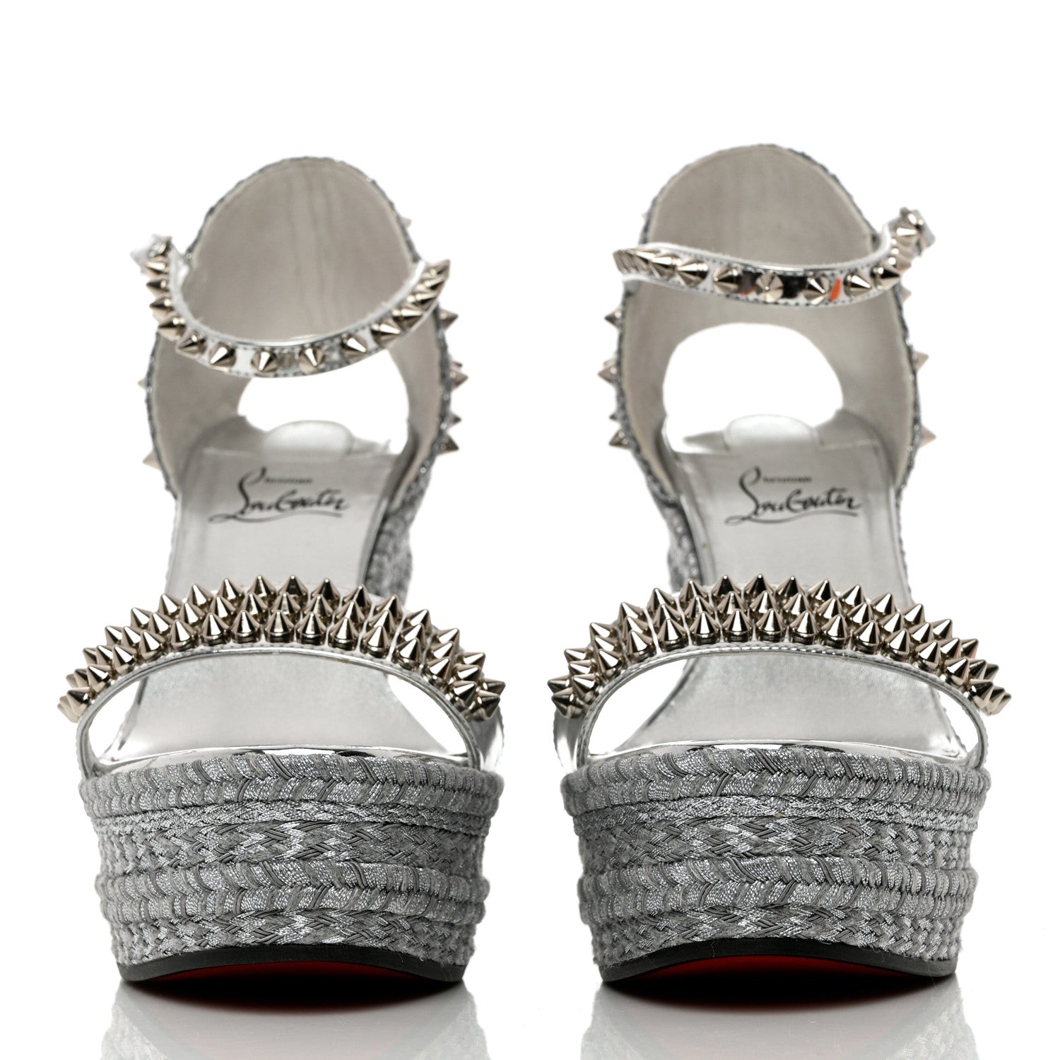 Christian Louboutin Calfskin Madmonica 120 Wedge Sandals 39 Silver 2 of 13
