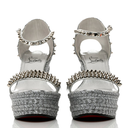 Christian Louboutin Calfskin Madmonica 120 Wedge Sandals 39 Silver 2 of 13