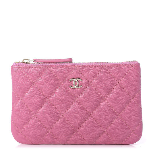 Caviar Quilted Coin Purse Case Pink