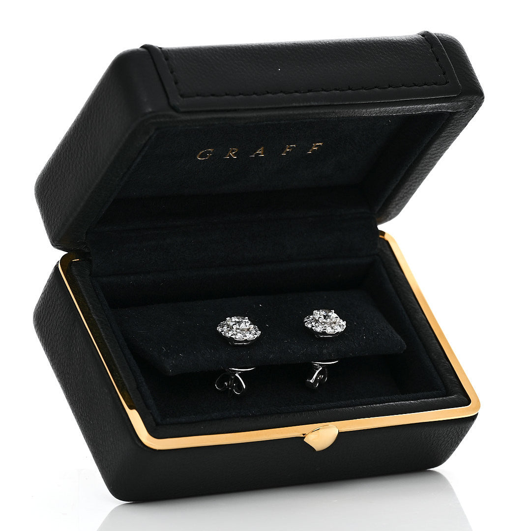 Graff 18K White Gold Diamond 1.60ctw Icon Round Stud Earrings 6 of 6