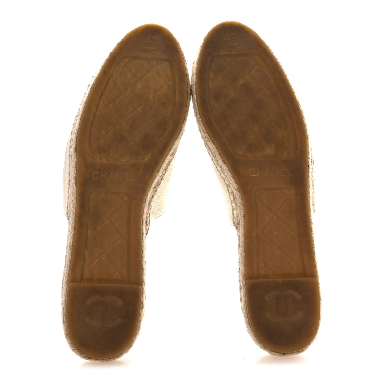 Chanel Calfskin CC Espadrille Mules 40 Ivory 6 of 8