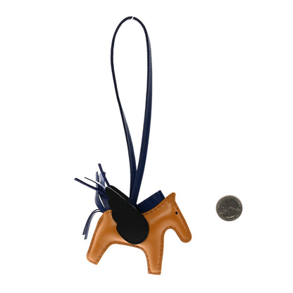 Hermes Milo Lambskin Grigri Rodeo Pegase Horse Bag Charm PM Sesame Black Bleu Saphir 2 of 4