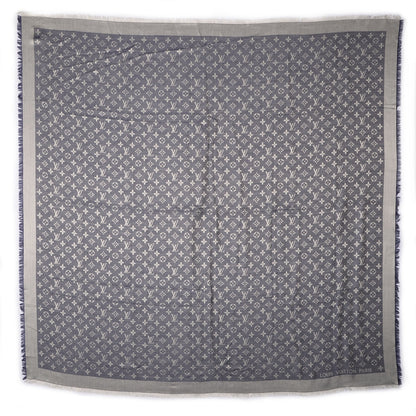 Louis Vuitton Silk Wool Monogram Denim Shawl Blue 3 of 5