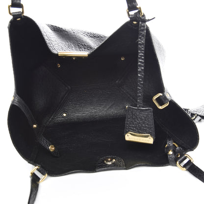 Burberry Signature Grain Calfskin Check Embossed Small Canterbury Tote Black 6 of 15