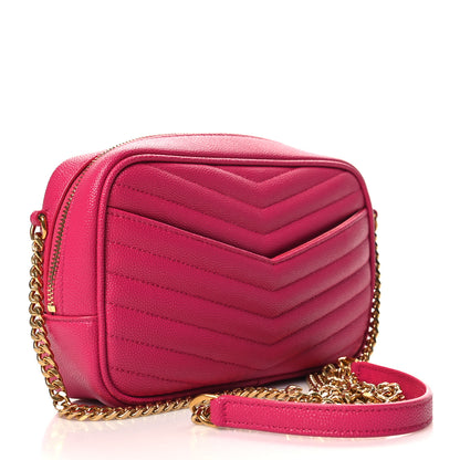 Saint Laurent Grain De Poudre Matelasse Monogram Mini Lou Camera Bag Fuchsia 3 of 10