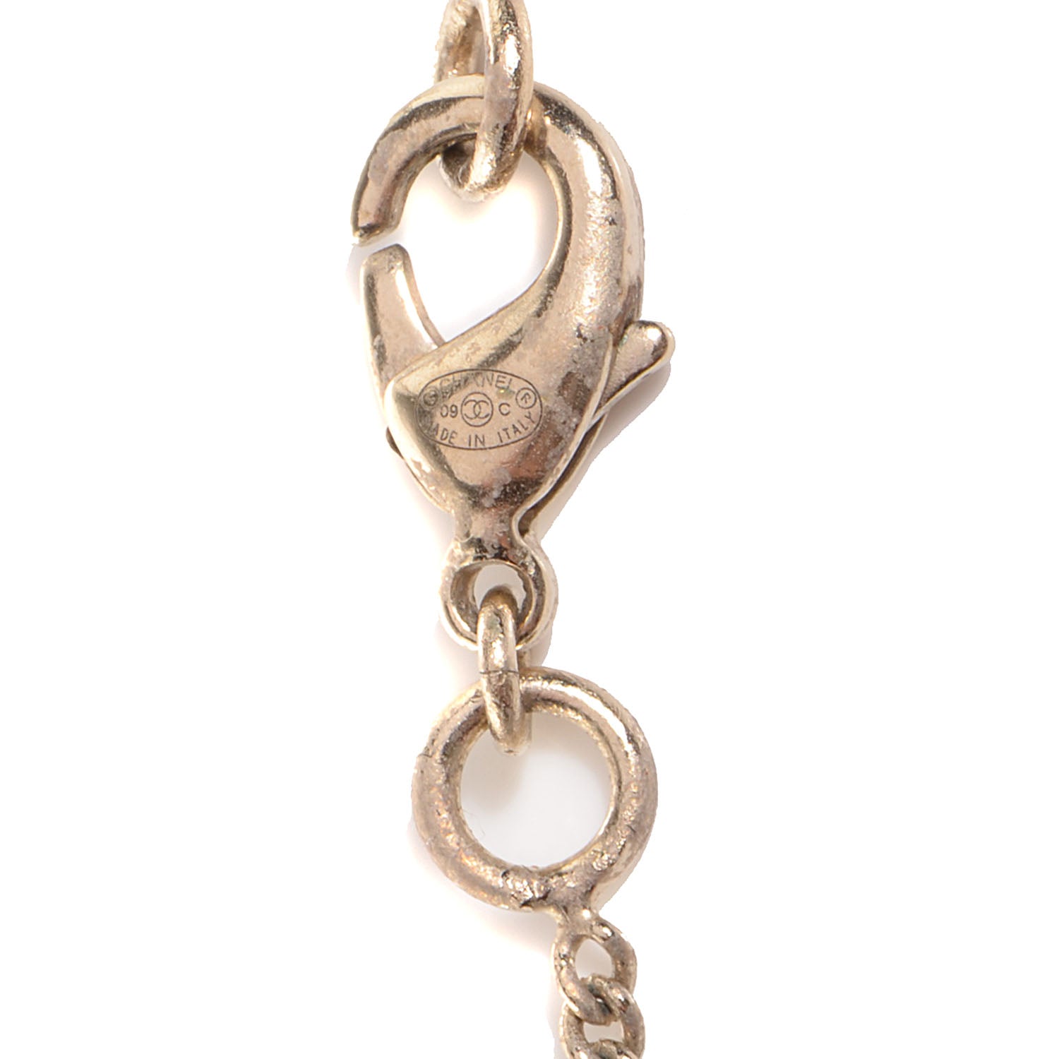 Chanel Crystal CC Alligator Necklace Gold 4 of 5