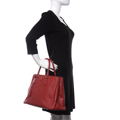 Prada Saffiano Large Galleria Double Zip Tote Fuoco 2 of 10