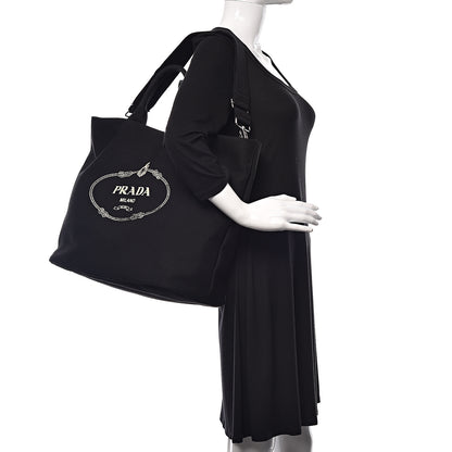 Prada Canapa Logo Bucket Tote Black 2 of 12