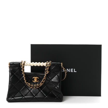Chanel Shiny Lambskin Pearl Small Shopping Bag Black 11 of 11
