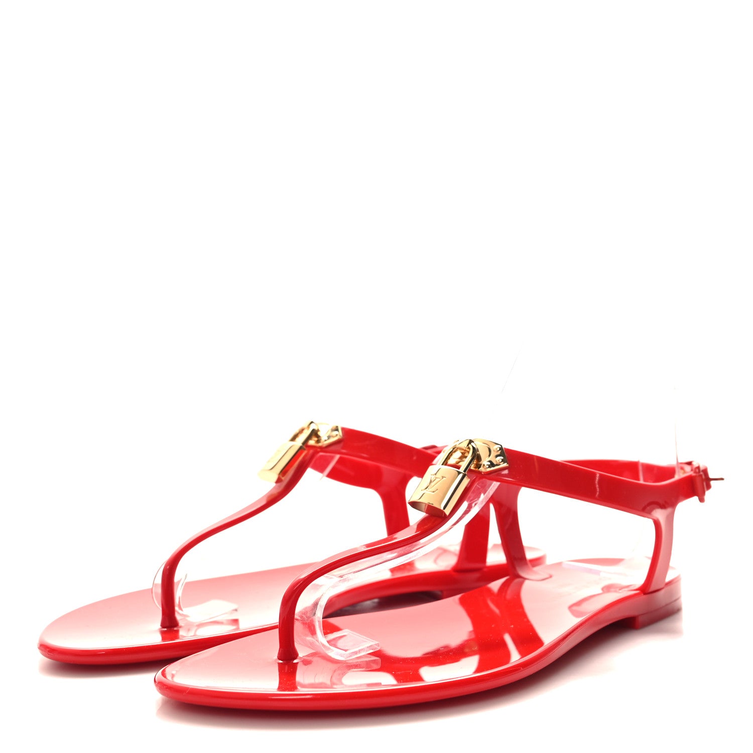 Louis Vuitton Rubber Bikini Thong Flat Sandals 38 Red 3 of 7
