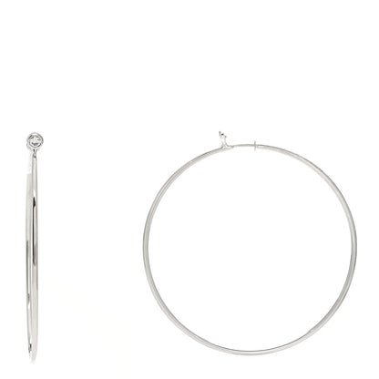 Tiffany Sterling Silver Diamond Medium Elsa Peretti Hoop Earrings 1 of 3