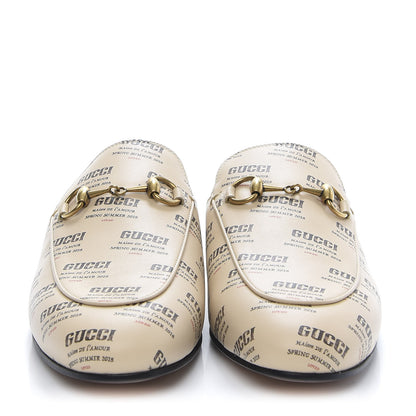 Gucci Calfskin Stamp Print Womens Princetown Slippers 37 Soy Black 2 of 9