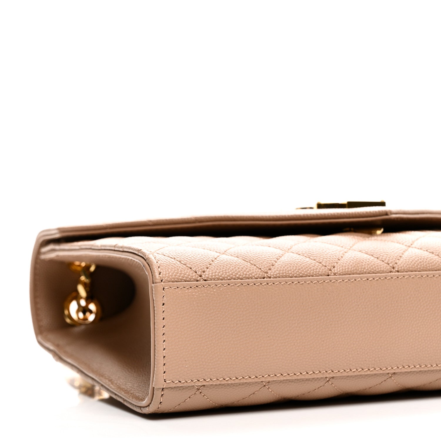 Saint Laurent Grain De Poudre Textured Mixed Matelasse Medium Triquilt Monogram Satchel Nude Powder 8 of 9