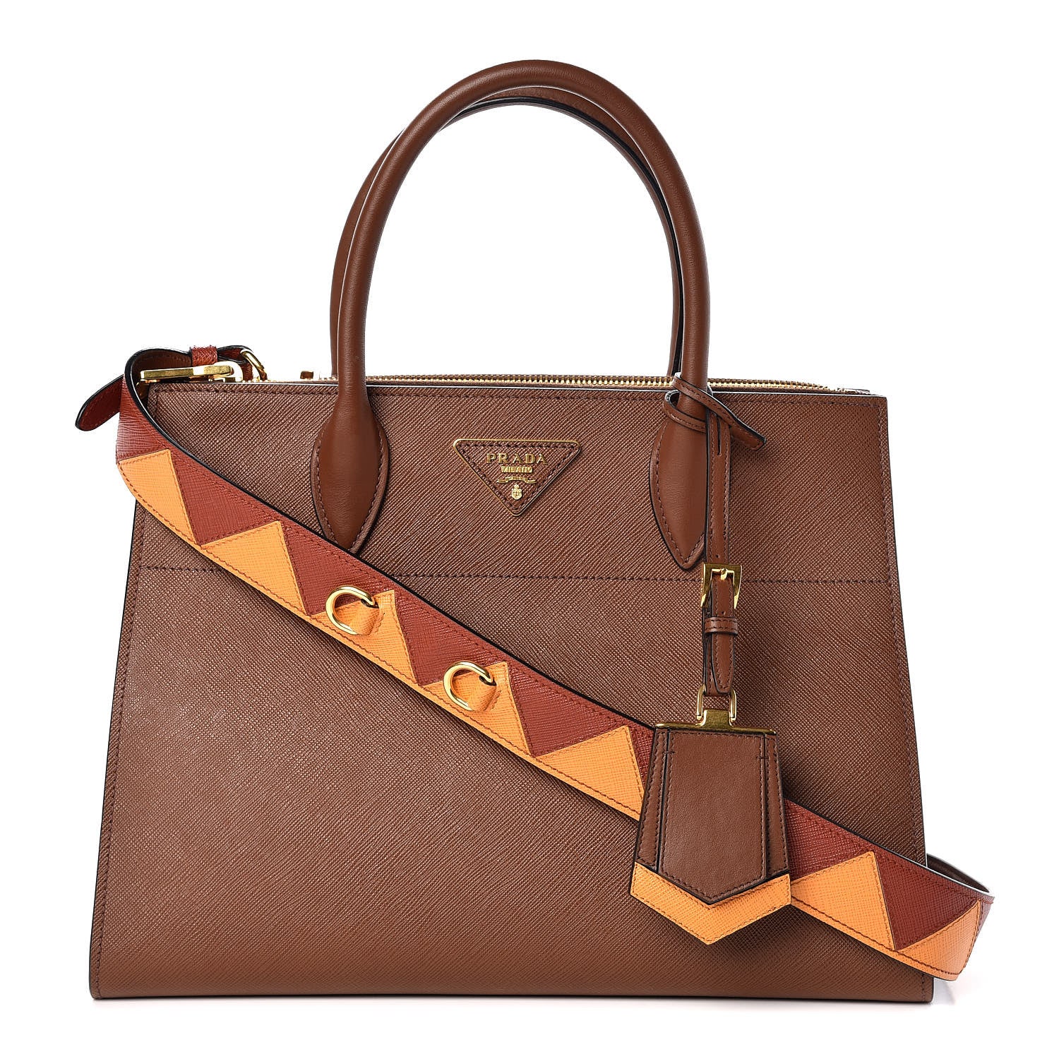 Prada Saffiano City Calfskin Greche Paradigme Bag Palissandro 3 of 10