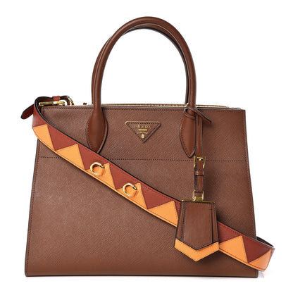 Prada Saffiano City Calfskin Greche Paradigme Bag Palissandro 3 of 10