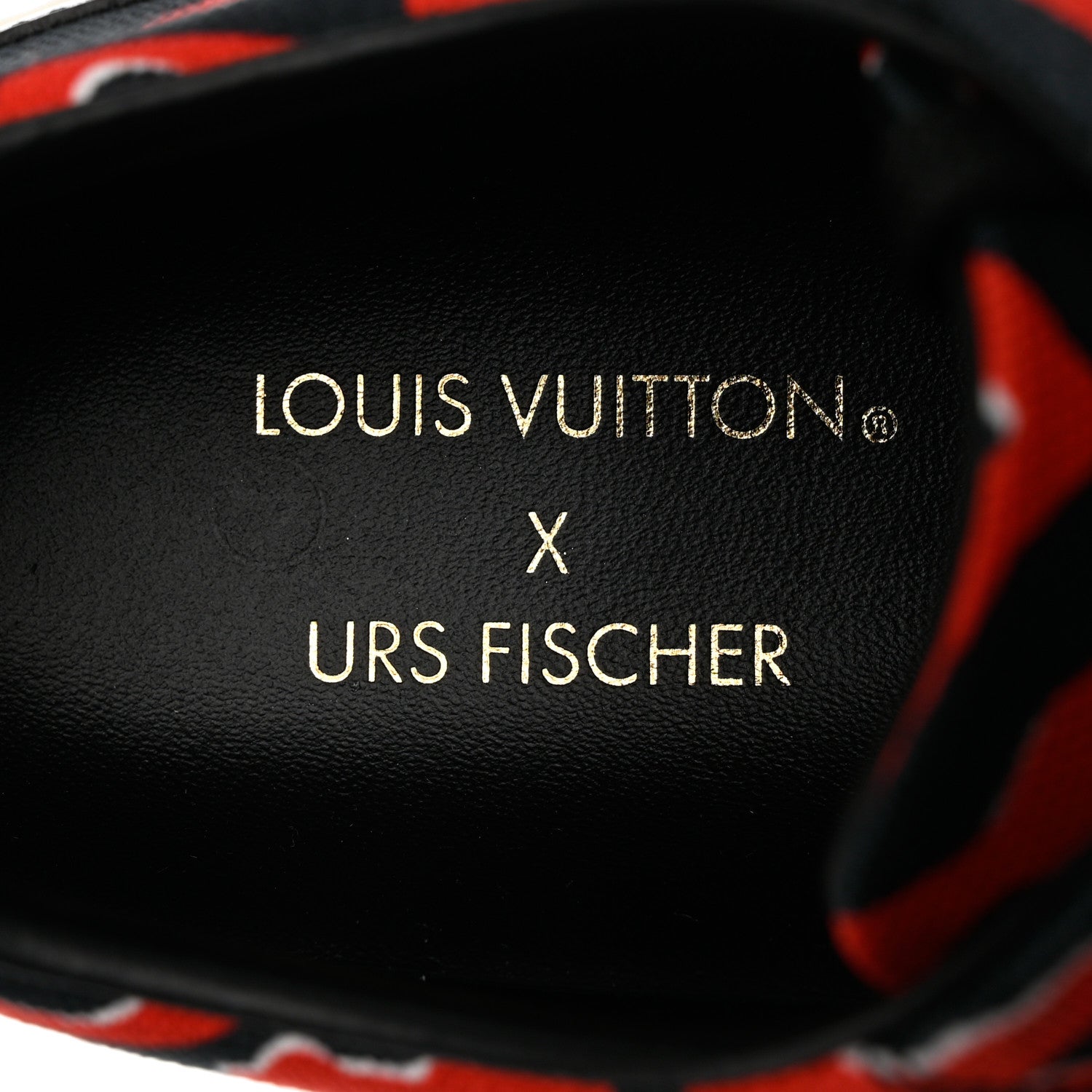 Louis Vuitton X UF Calfskin Tufted Monogram Stellar Sneakers 37.5 Black Red 6 of 11