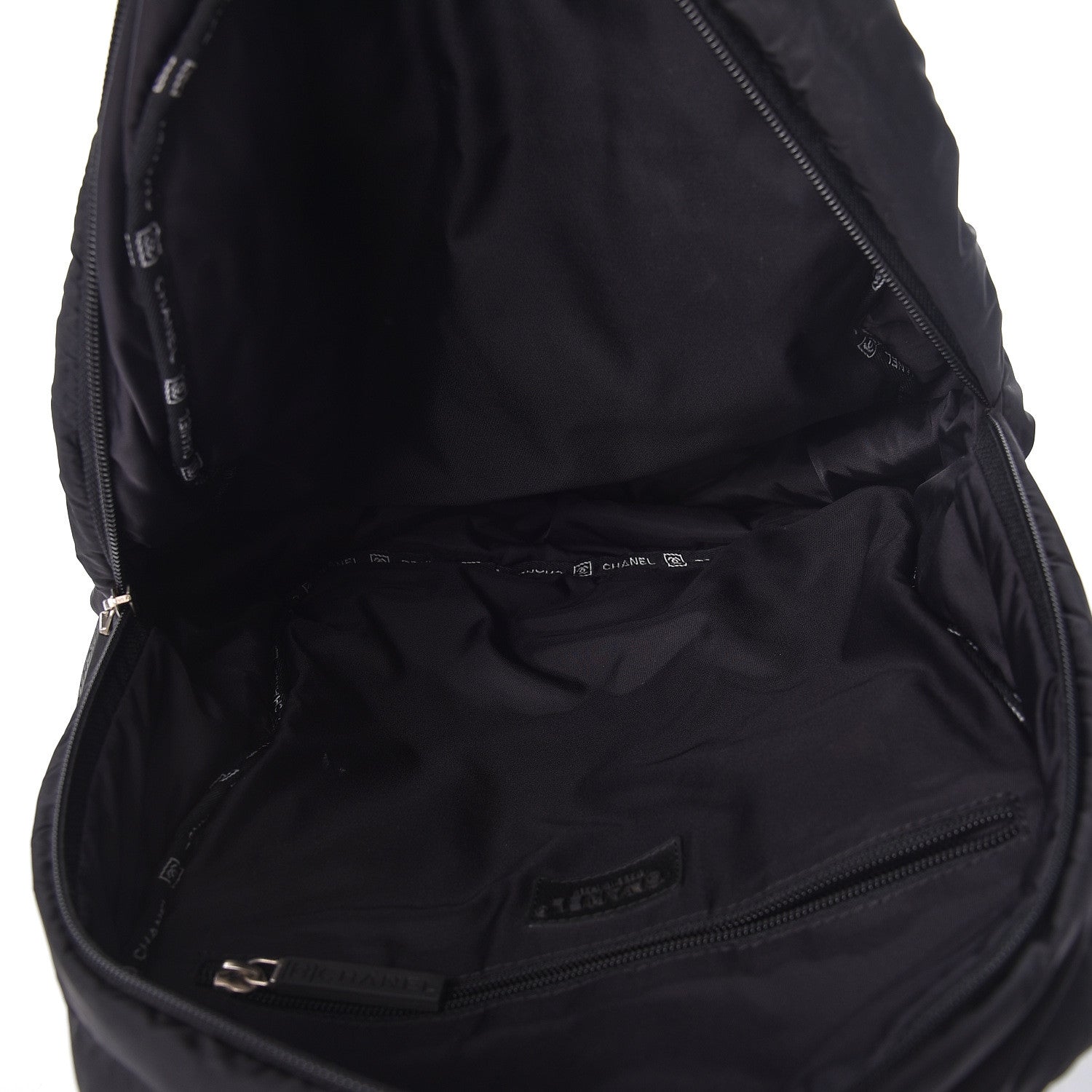 Chanel Nylon Embroidered CC Backpack White Black 5 of 14