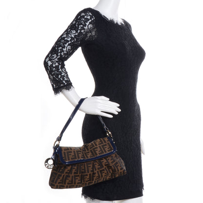 Fendi Zucca Patent Small Chef Shoulder Bag Tobacco Blue 2 of 9