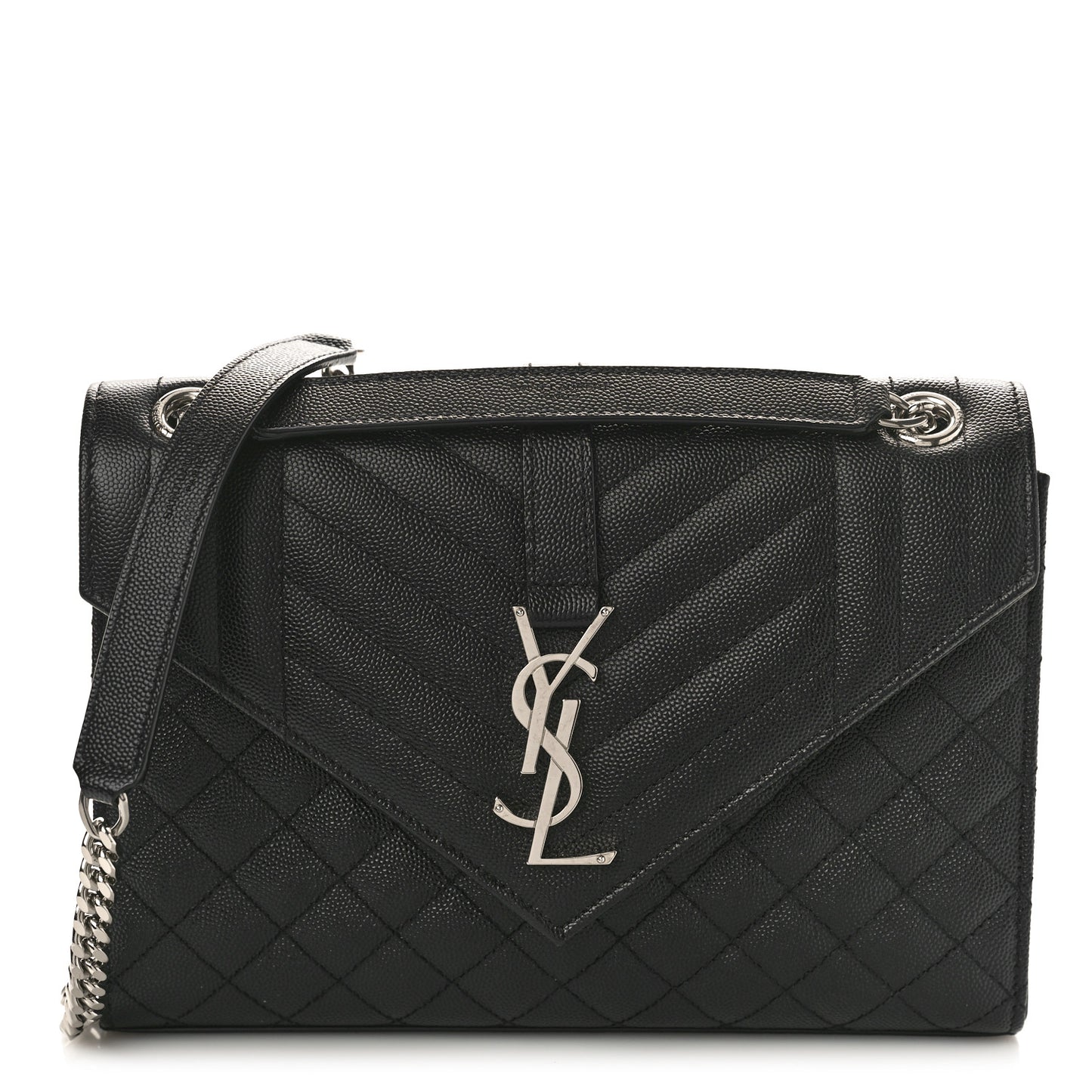 Grain De Poudre Textured Mixed Matelasse Triquilt Medium Monogram Satchel Black